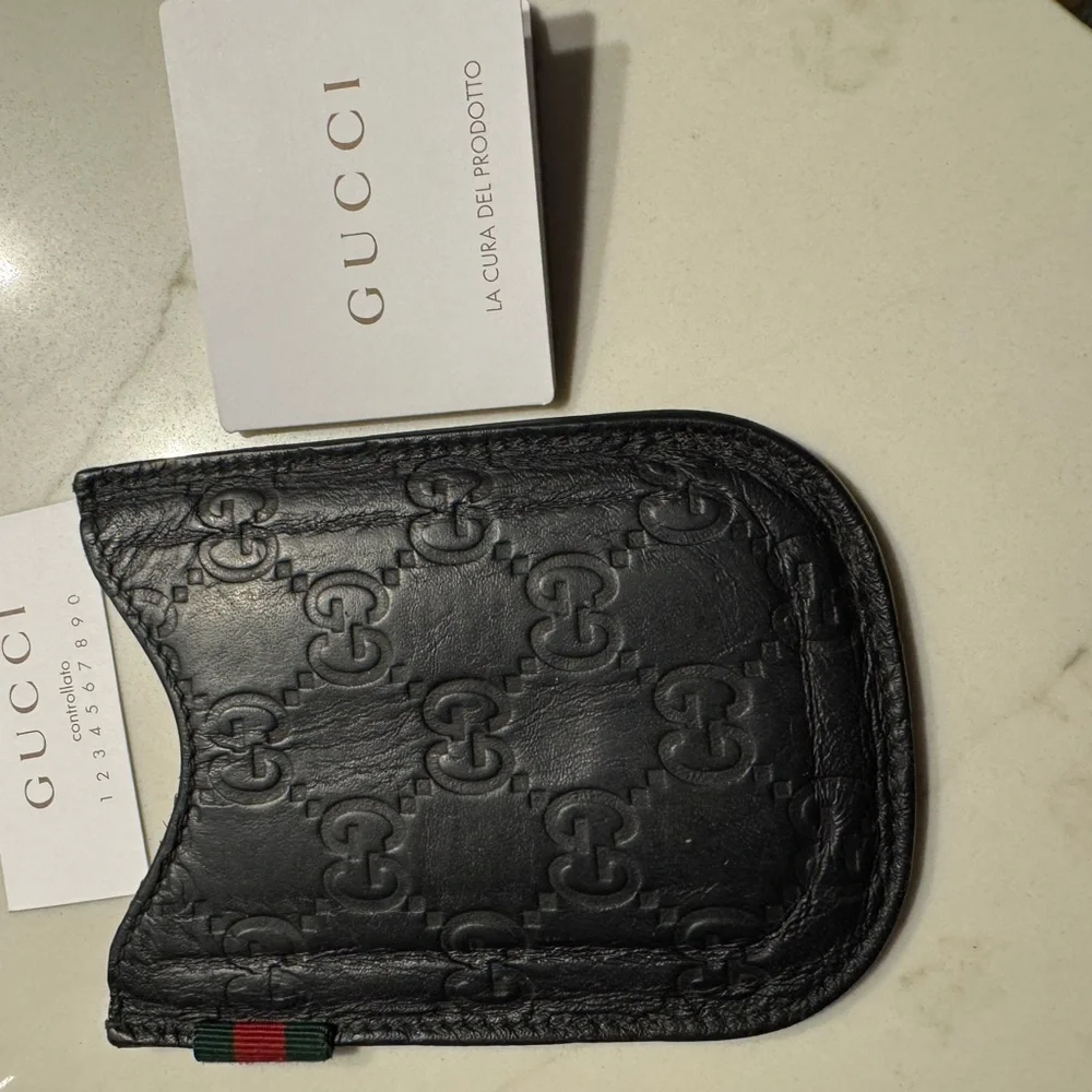 Gucci Black Leather Phone Case-Guccissima